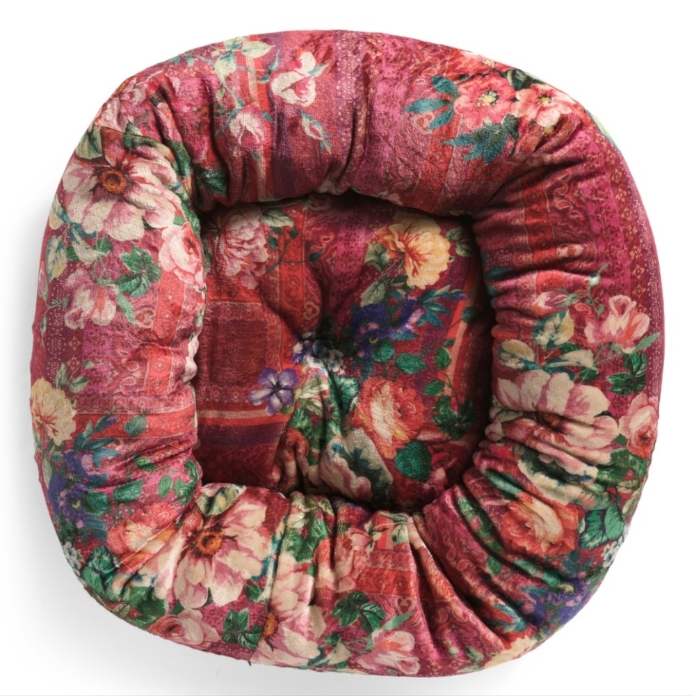 Only 1 Left- Johnny Was Bethia Reversible Dog Bed, Red, Yellow, Pink, NWT, Small - Picture 2 of 16